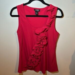 Spense Pink Ruffled Fitted Tank Top